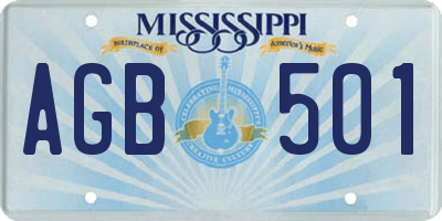MS license plate AGB501