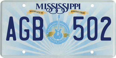 MS license plate AGB502