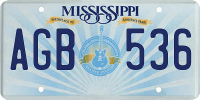 MS license plate AGB536
