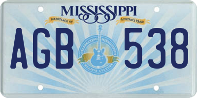 MS license plate AGB538
