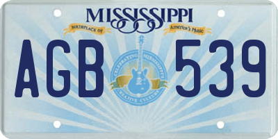 MS license plate AGB539