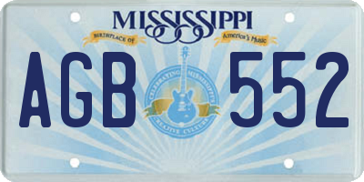 MS license plate AGB552