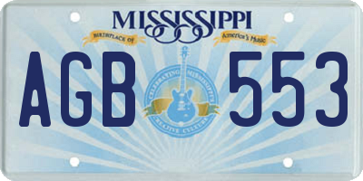 MS license plate AGB553
