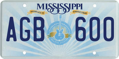 MS license plate AGB600