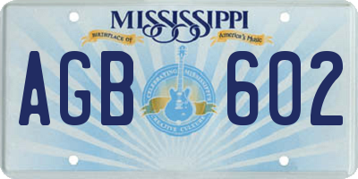 MS license plate AGB602