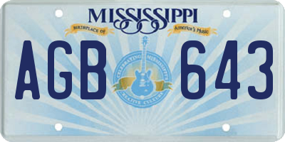 MS license plate AGB643