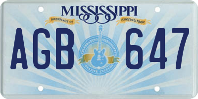 MS license plate AGB647