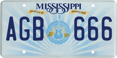 MS license plate AGB666