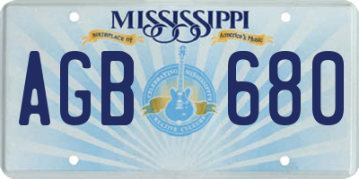 MS license plate AGB680
