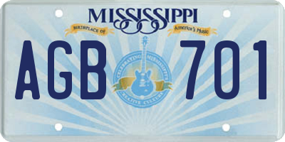 MS license plate AGB701
