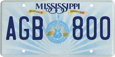 MS license plate AGB800