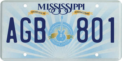 MS license plate AGB801