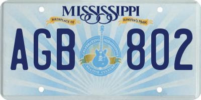 MS license plate AGB802