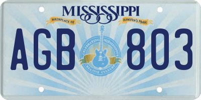 MS license plate AGB803