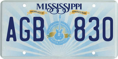 MS license plate AGB830