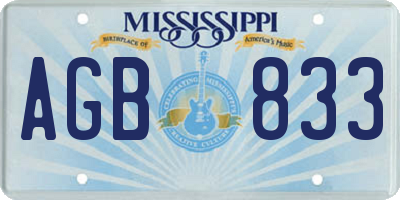 MS license plate AGB833