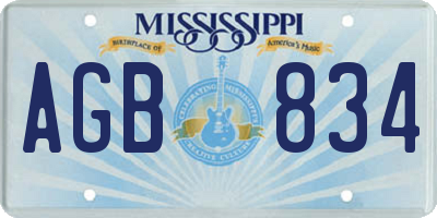 MS license plate AGB834