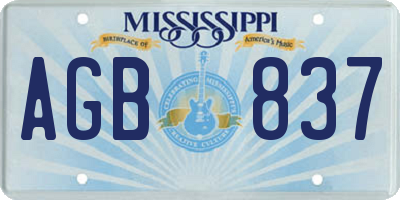 MS license plate AGB837