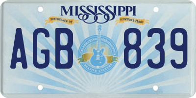 MS license plate AGB839