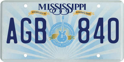 MS license plate AGB840