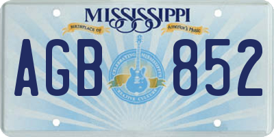 MS license plate AGB852