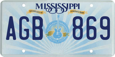 MS license plate AGB869