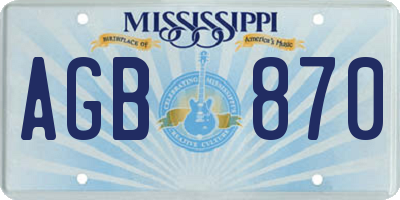MS license plate AGB870