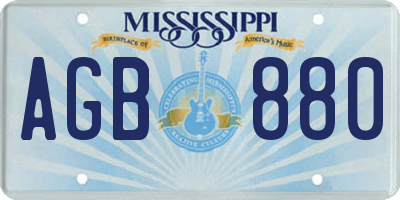 MS license plate AGB880