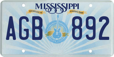 MS license plate AGB892