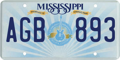 MS license plate AGB893