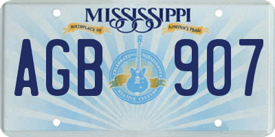 MS license plate AGB907
