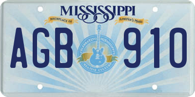 MS license plate AGB910