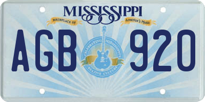 MS license plate AGB920