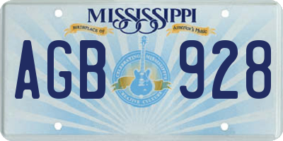 MS license plate AGB928