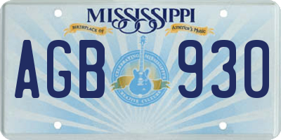 MS license plate AGB930