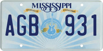 MS license plate AGB931