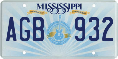 MS license plate AGB932