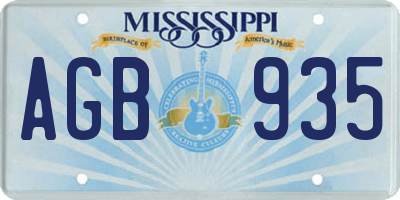 MS license plate AGB935