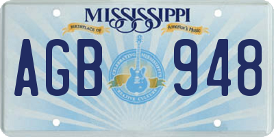 MS license plate AGB948