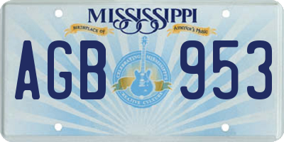 MS license plate AGB953
