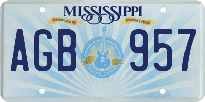 MS license plate AGB957