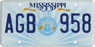 MS license plate AGB958