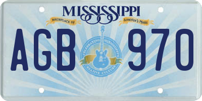 MS license plate AGB970