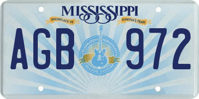 MS license plate AGB972