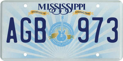MS license plate AGB973