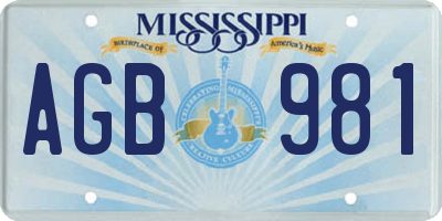 MS license plate AGB981