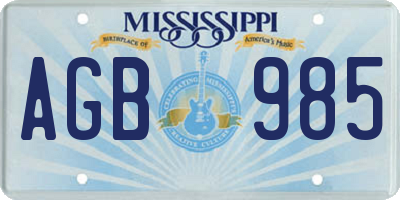 MS license plate AGB985