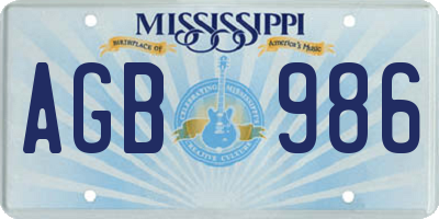 MS license plate AGB986