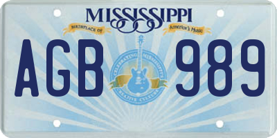MS license plate AGB989