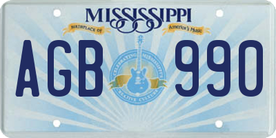 MS license plate AGB990